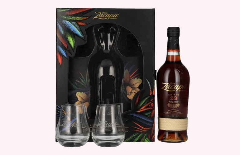 Ron Zacapa Centenario 23 SISTEMA SOLERA Gran Reserva Limited Edition Design 40% Vol. 0,7l in Geschenkbox mit 2 Gläsern