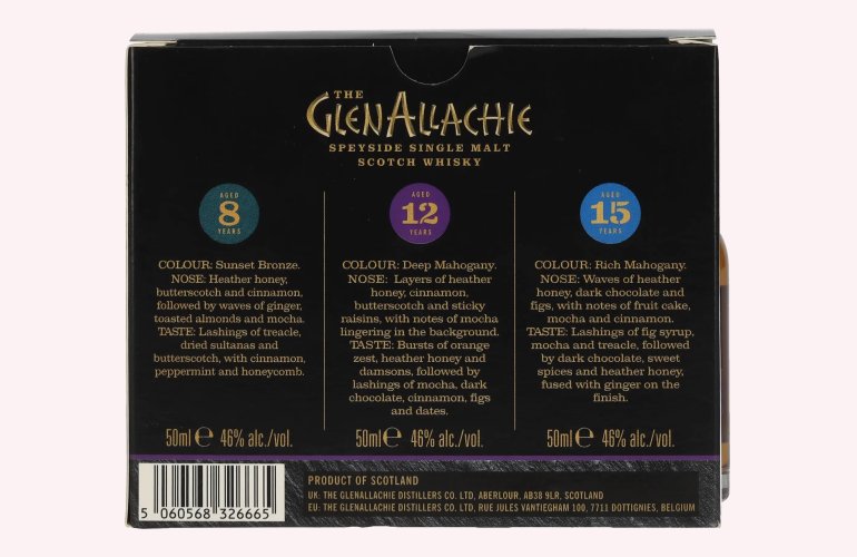 The GlenAllachie COLLECTION Set (15 YO + 12 YO + 8 YO) 46% Vol. 3x0,05l