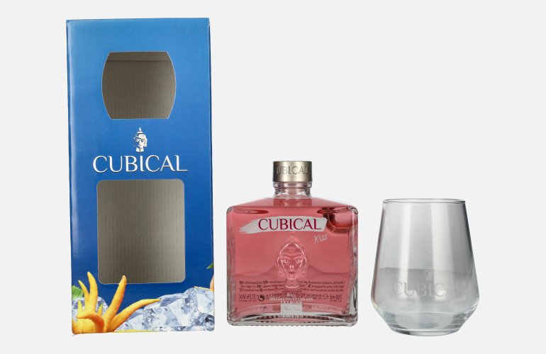 Cubical KISS Special Distilled Gin 37,5% Vol. 0,7l in Giftbox with glass