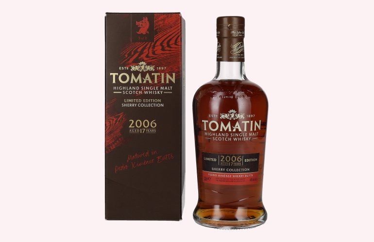 Tomatin 17 Years Old SHERRY COLLECTION Pedro Ximénez Sherry Butts Limited Edition 2006 46% Vol. 0,7l in geschenkverpakking