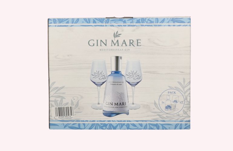 Gin Mare Mediterranean Gin 42,7% Vol. 0,7l en boîte cadeau avec 2 Verres