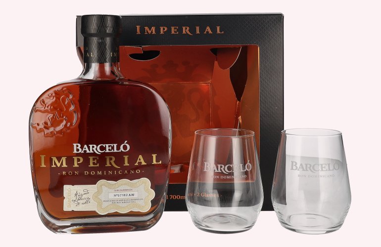 Barceló Imperial Ron Dominicano 38% Vol. 0,7l in Geschenkbox mit 2 Gläsern