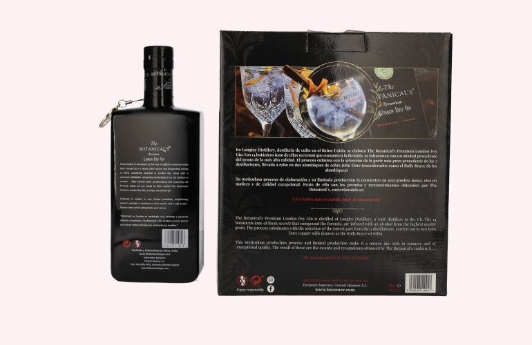 The Botanical's Premium London Dry Gin 42,5% Vol. 0,7l in Giftbox with Stielglas