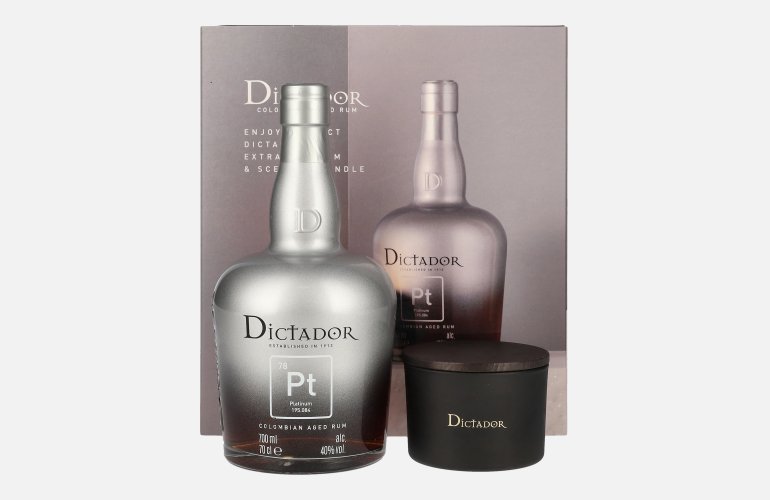 Dictador PLATINUM Colombian Aged Rum 40% Vol. 0,7l in Geschenkbox mit Kerze