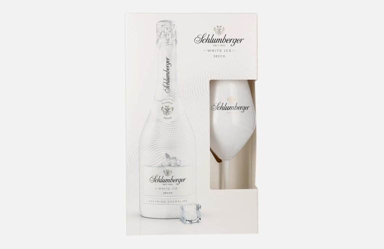 Schlumberger WHITE ICE Austrian Sparkling Secco 11,5% Vol. 0,75l in Giftbox with Ritzenhof glass