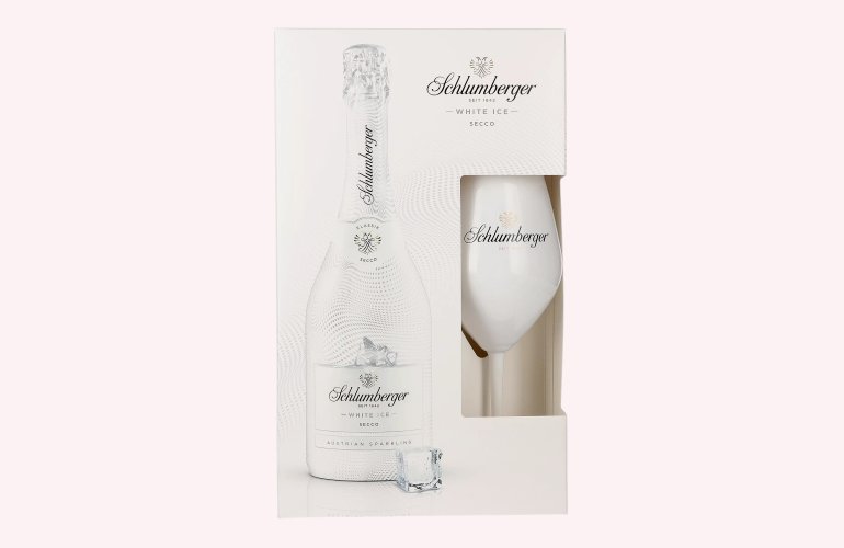 Schlumberger WHITE ICE Austrian Sparkling Secco 11,5% Vol. 0,75l in Geschenkbox mit Ritzenhof Glas