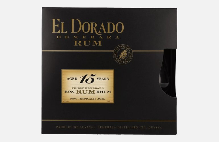 El Dorado 15 Years Old Finest Demerara Rum SPECIAL RESERVE 43% Vol. 0,7l in Geschenkbox mit 2 Gläsern