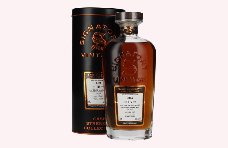 Signatory Vintage JURA 16 Years Old 1st Fill Oloroso Sherry Butt Cask Strength #16 2009 54,4% Vol. 0,7l in Tinbox