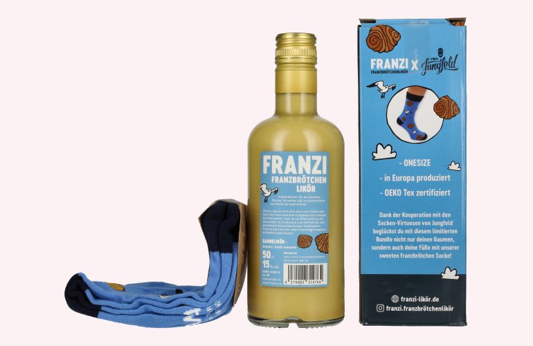 Franzi Franzbrötchen Likör 15% Vol. 0,5l in Geschenkbox mit Socken