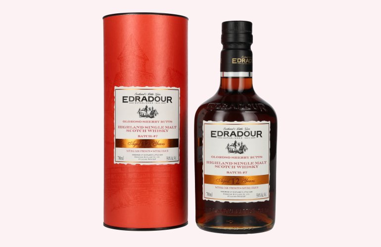 Edradour 12 Years Old Oloroso Sherry Single Malt Whisky Natural Cask Strength #7 59% Vol. 0,7l in geschenkverpakking