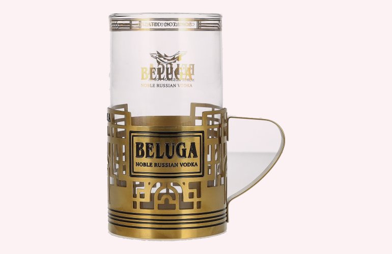Beluga Noble Russian Vodka EXPORT Highball Glas im Glashalter