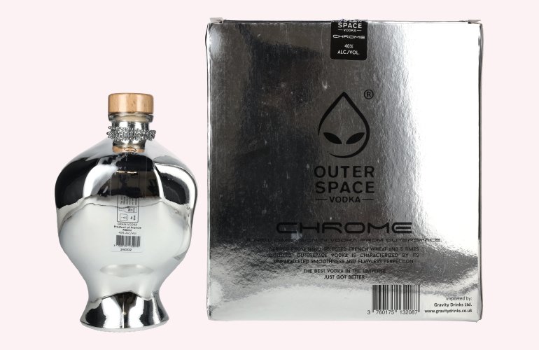 Outer Space Vodka Chrome Limited Edition 40% Vol. 0,7l in Giftbox and 2 Shotgläser