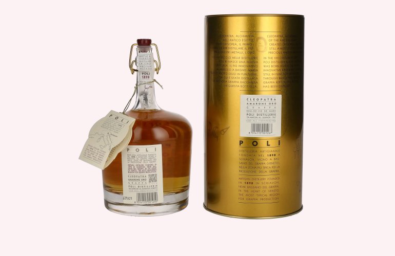 Poli Grappa Cleopatra Amarone Oro 40% Vol. 0,7l in Tinbox