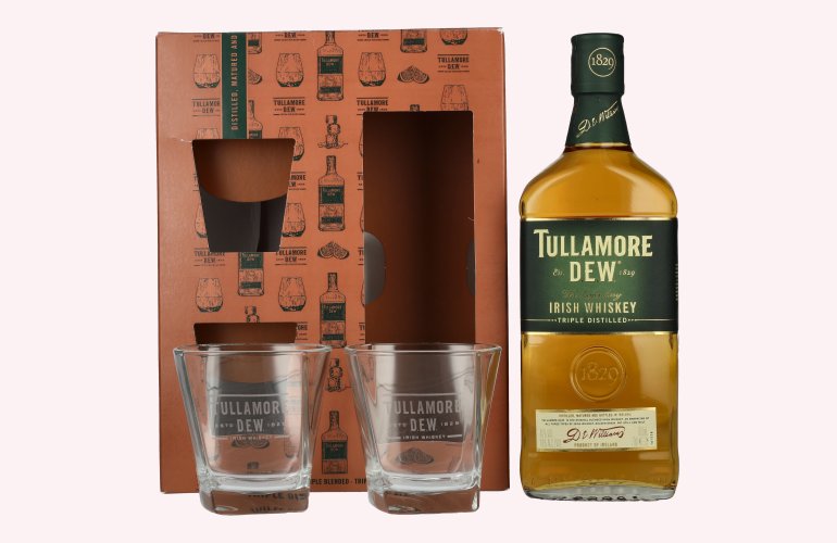 Tullamore D.E.W. Irish Whiskey 40% Vol. 0,7l in Geschenkbox mit 2 Gläsern