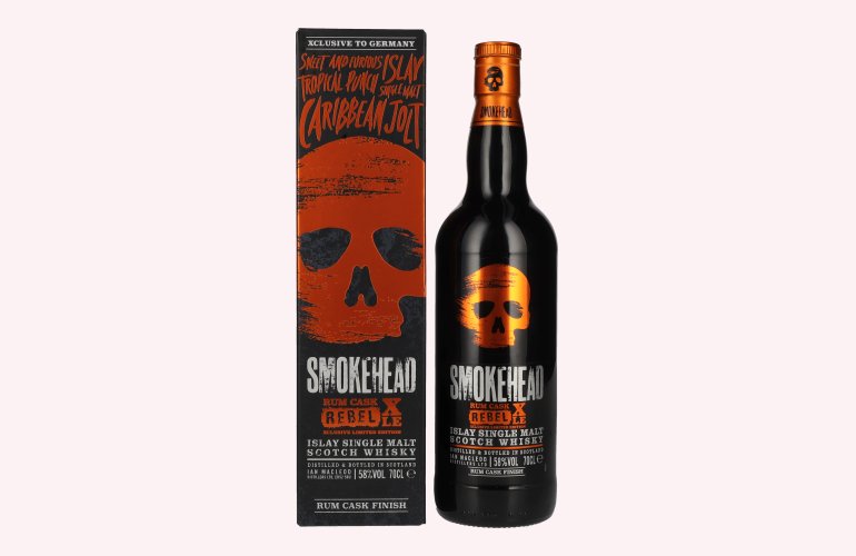 Smokehead RUM REBEL Rum Cask XLE Islay Single Malt Xclusive Limited Edition 58% Vol. 0,7l in Geschenkbox
