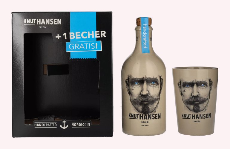 Knut Hansen Dry Gin 42% Vol. 0,5l in Giftbox with Keramiktasse