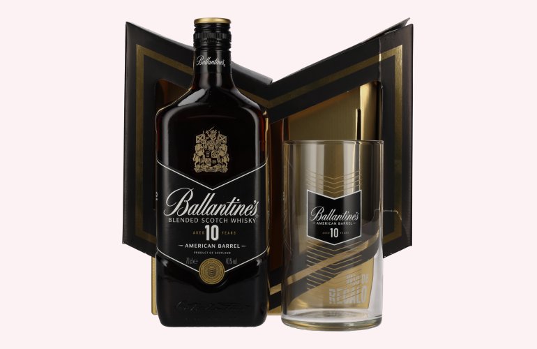Ballantine's 10 Years Old Blended Scotch Whisky 40% Vol. 0,7l in Geschenkbox mit Glas