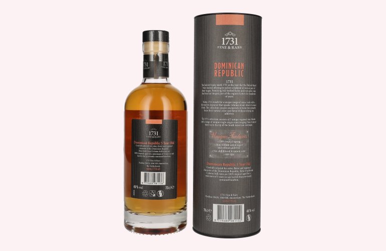 1731 Fine & Rare DOMINICAN REPUBLIC 5 Years Old Single Origin Rum 46% Vol. 0,7l in geschenkverpakking