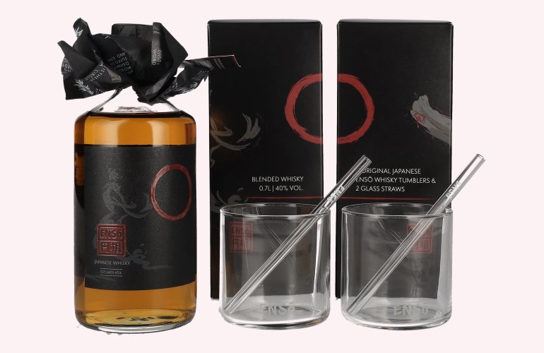 Ensō Japanese Whisky 40% Vol. 0,7l in Geschenkbox mit 2 Gläsern und Glasstrohhalmen