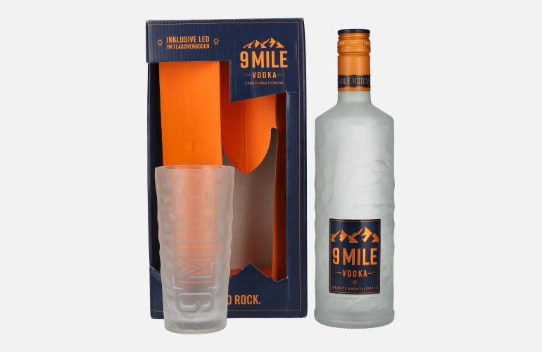 9 Mile Vodka 37,5% Vol. 0,7l in Giftbox with glass