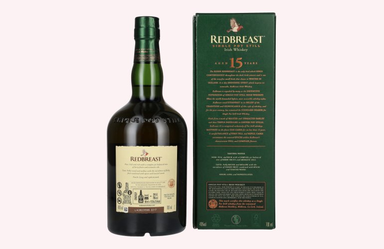 Redbreast 15 Years Old Single Pot Still Irish Whiskey 46% Vol. 0,7l in Giftbox