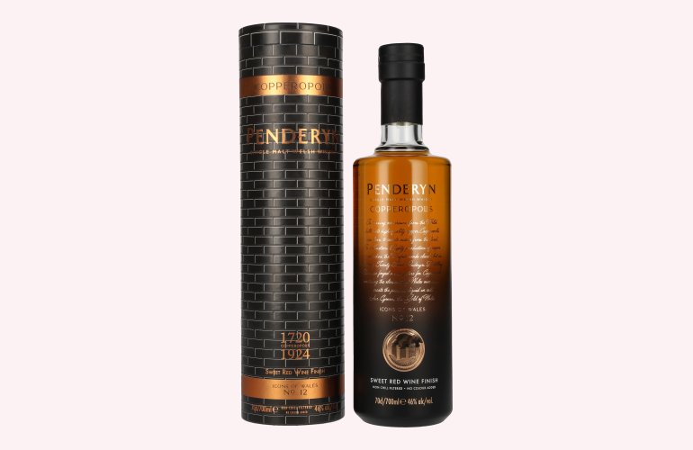 Penderyn COPPEROPOLIS Icons of Wales Single Malt Welsh Whiskey Sweet Red Wine Finish 46% Vol. 0,7l en boîte cadeau