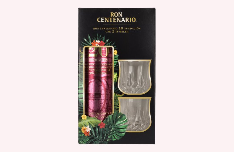 Ron Centenario FUNDACIÓN 20 Sistema Solera Rum 40% Vol. 0,7l in Giftbox with 2 Tumbler