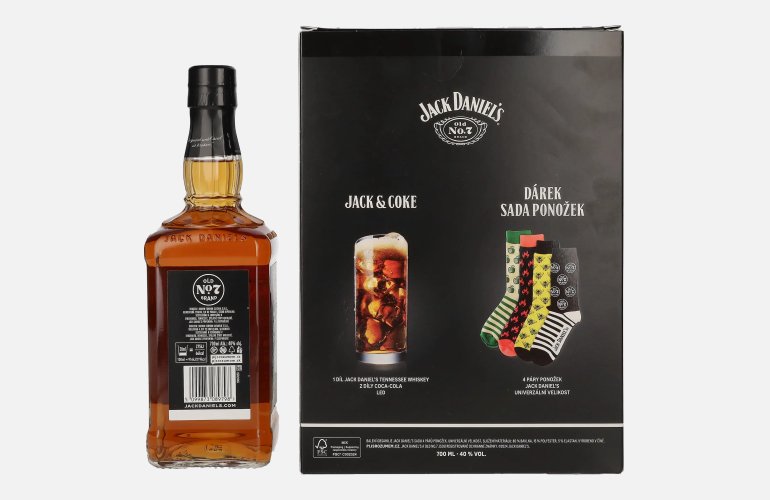Jack Daniel's Tennessee Whiskey 40% Vol. 0,7l met Socken
