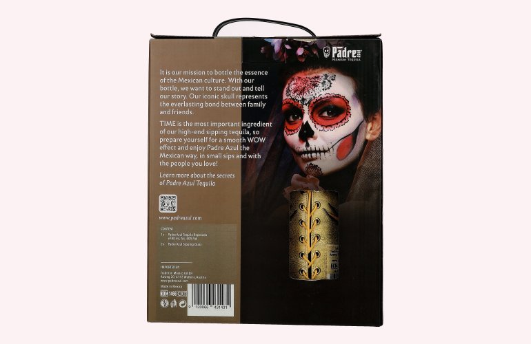 Padre Azul Super Premium Tequila Reposado 100% Agave 40% Vol. 0,7l in Geschenkbox mit 2 Gläsern