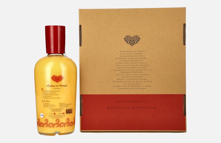 Cantares de Portugal Licor de Pastel de Nata 15% Vol. 0,7l in Geschenkbox mit 2 Gläsern