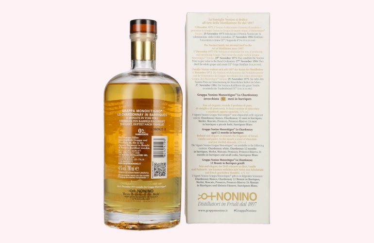 Nonino Grappa Chardonnay in Barriques 41% Vol. 0,7l en boîte cadeau
