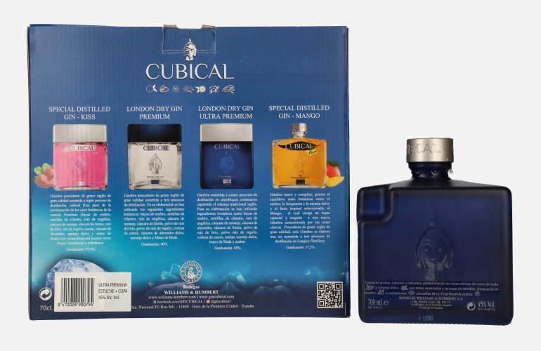Cubical Ultra Premium London Dry Gin 45% Vol. 0,7l in Geschenkbox mit Glas