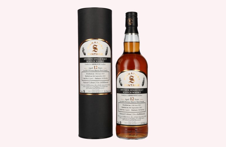 Signatory Vintage ABERLOUR 12 Years Old 1st Fill Oloroso Sherry Butt Finish Cask # 6 55,5% Vol. 0,7l in Giftbox