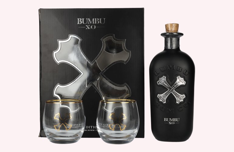 Bumbu XO Handcrafted Rum 40% Vol. 0,7l in Geschenkbox mit 2 Gläsern