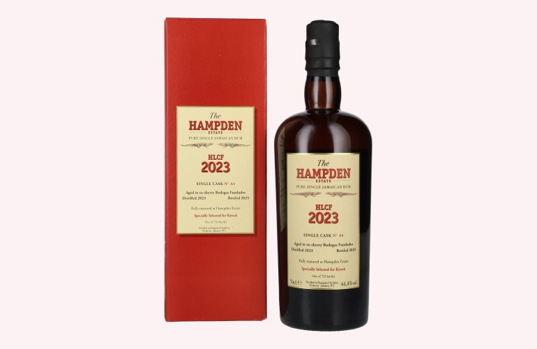 Hampden HLCF Sherry Bodegas Fundador Pure Single Cask Jamaican Rum 2023 64,4% Vol. 0,7l en boîte cadeau