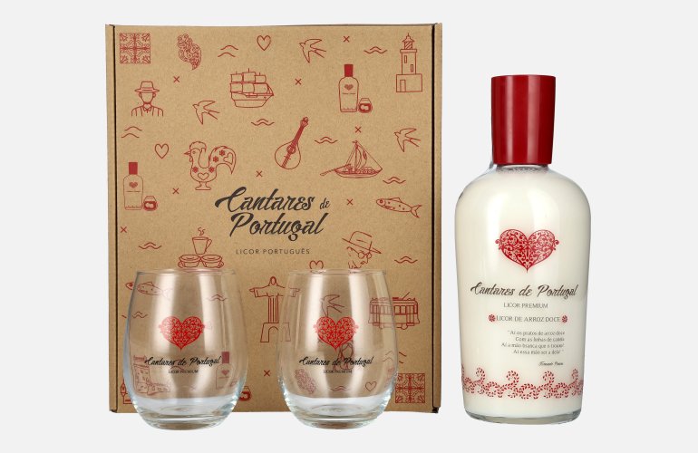 Cantares de Portugal Licor de Arroz Doce 15% Vol. 0,7l in Giftbox with 2 glasses