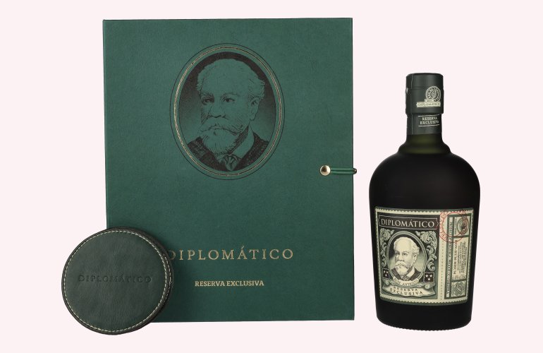 Diplomático RESERVA EXCLUSIVA Ron Antiguo 40% Vol. 0,7l en boîte cadeau avec Untersetzern