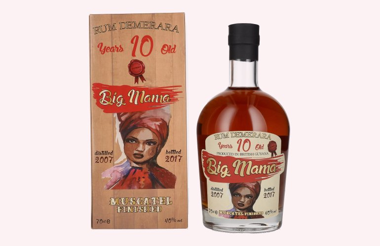 Big Mama 10 Years Old Rum Demerara Muscatel Finished 40% Vol. 0,7l in Geschenkbox