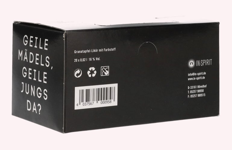 Bumsbar Der Partyshot Granatapfel-Likör 16% Vol. 20x0,02l