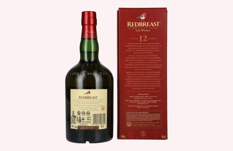 Redbreast 12 Years Old Single Pot Still Irish Whiskey 40% Vol. 0,7l in geschenkverpakking
