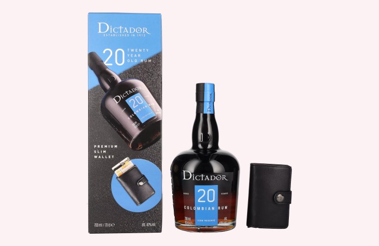 Dictador 20 Years Old ICON RESERVE Colombian Rum 40% Vol. 0,7l in Geschenkbox mit Geldbörse