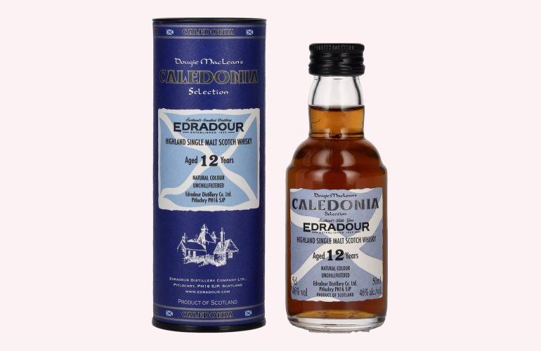 Edradour CALEDONIA 12 Years Old Highland Single Malt 46% Vol. 0,05l in Geschenkbox