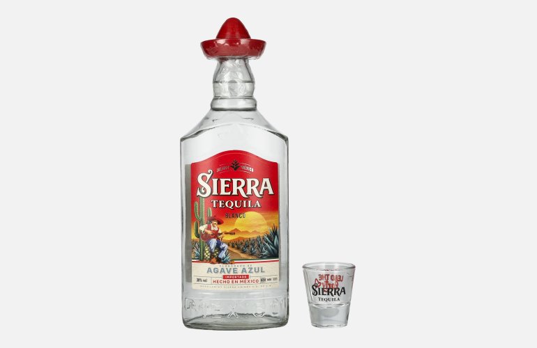 Sierra Tequila Blanco 38% Vol. 0,7l met Glas