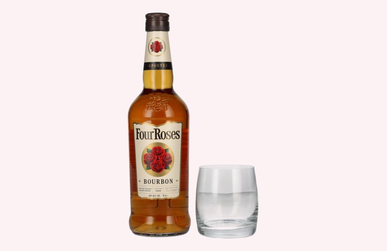 Four Roses Bourbon 40% Vol. 0,7l mit Whisky Glas