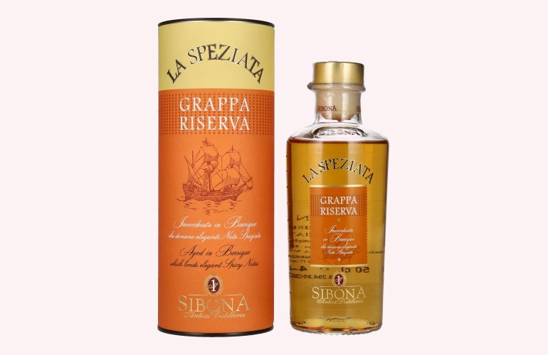 Sibona GRAPPA RISERVA La Speziata 44% Vol. 0,5l in Geschenkbox