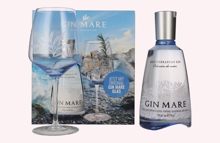 Gin Mare Mediterranean Gin 42,7% Vol. 0,7l in Giftbox with glass