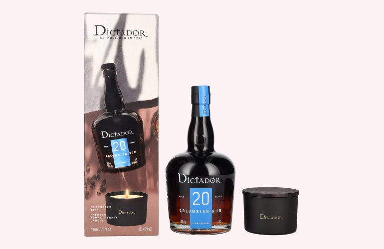 Dictador 20 Years Old ICON RESERVE Colombian Rum 40% Vol. 0,7l in Geschenkbox mit Kerze