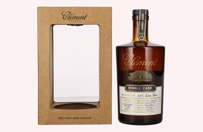 Clément Trés Vieux Rhum Agricole SINGLE CASK 100% Canne Bleue 41,6% Vol. 0,5l in Giftbox