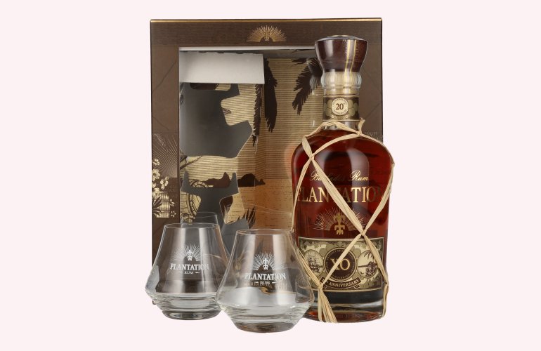 Plantation Rum BARBADOS XO 20th Anniversary 40% Vol. 0,7l en boîte cadeau avec 1 Verre