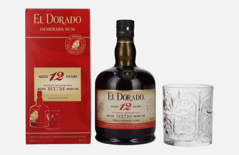 El Dorado 12 Years Old Finest Demerara Rum 40% Vol. 0,7l in Giftbox with Tumbler